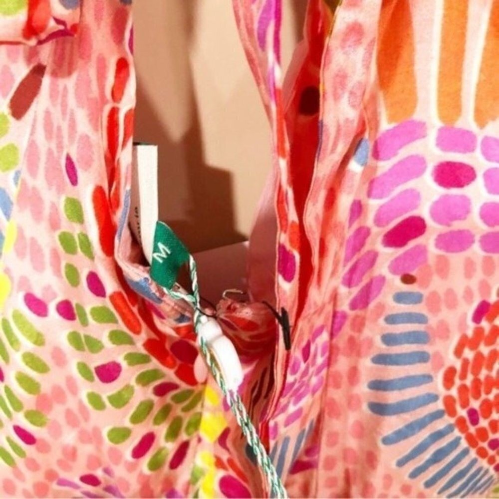 Farm Rio Mixed Pink Prints Maxi Dress Tropical Banana Tiered Halter Multi S - Picture 15 of 16